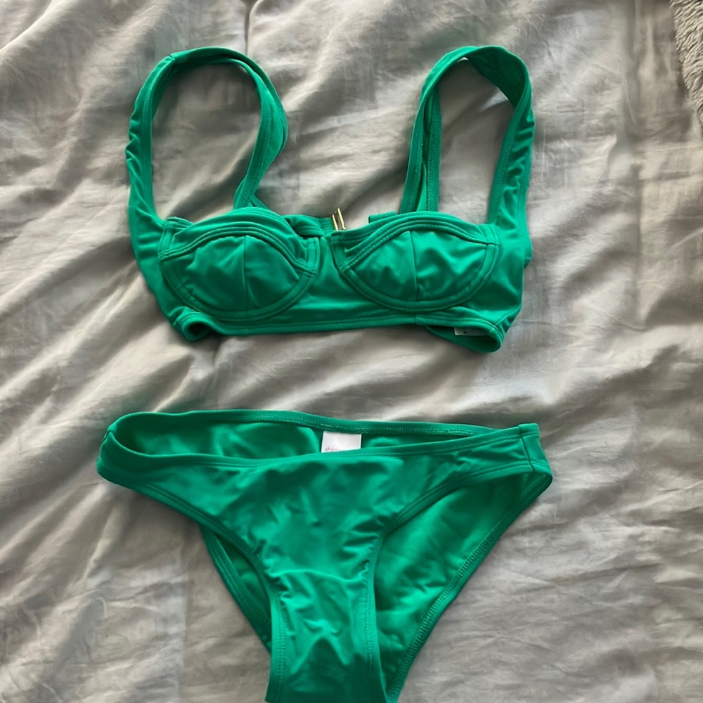New bright green balconette bikini